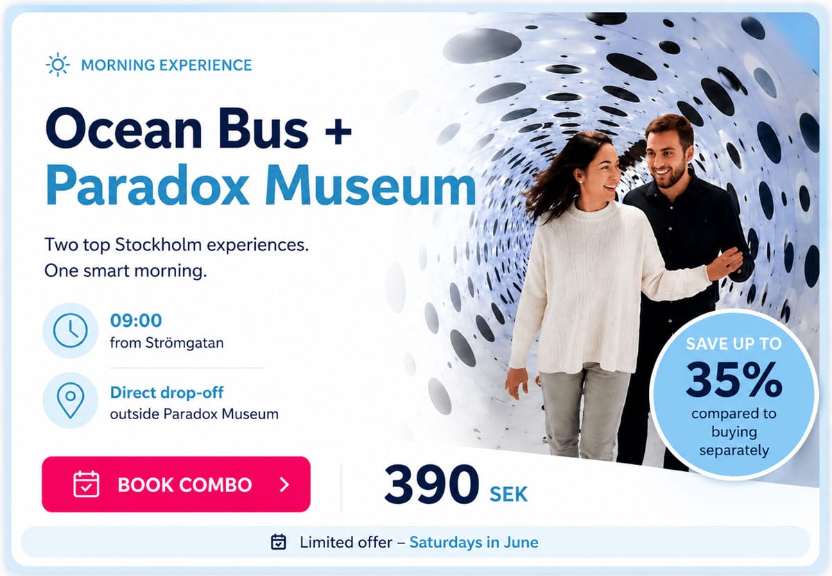 Ocean Bus + Paradox Museum. Two top Stockholm experiences. One smart morning. Only 390 SEK.